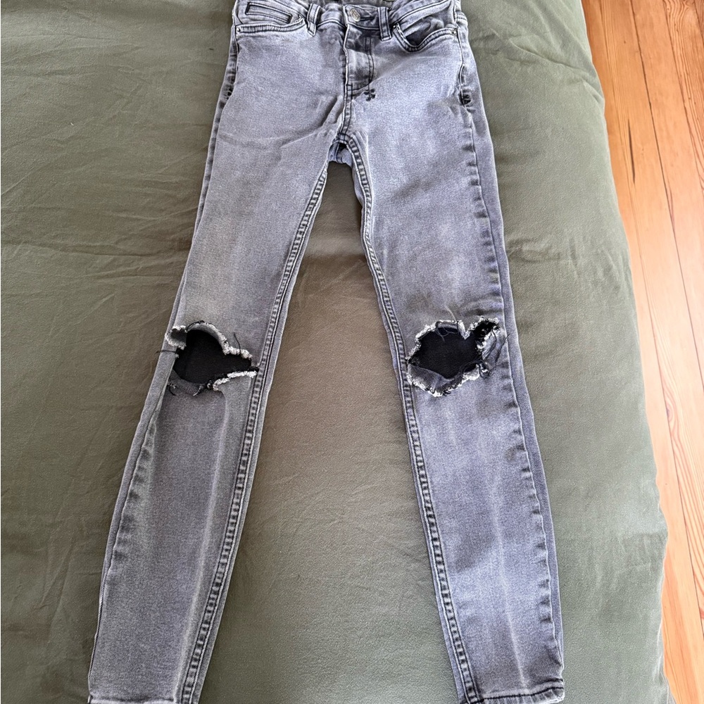 Ksubi Gray Skinny Jeans with Distressed Knees - pre loved
